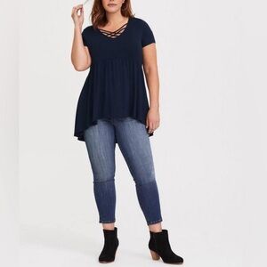 Torrid Super Soft Knit Crisscross Baby Doll Top